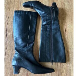 Karen Scott Black Kitten Heel Square Toe Knee High Boots Size 6